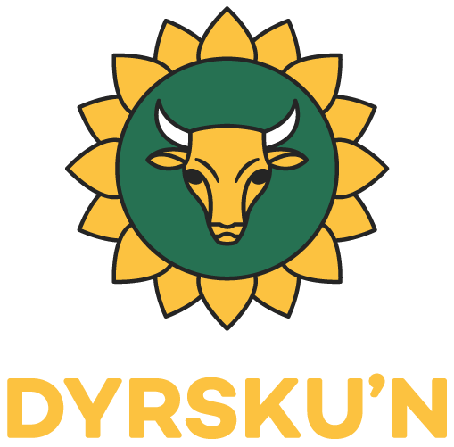 Dyrskun-logo vertikal gul